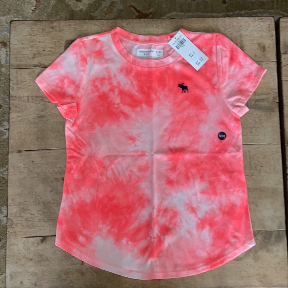 NWT Abercrombie neon coral tie-dye tee Size 9/10